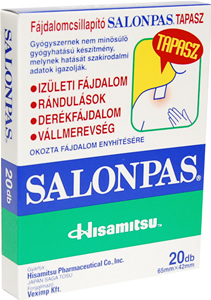 SALONPAS FÁJDALOMCSILLAPÍTÓ TAPASZ 65X42MM 20X SALONPAS FÁJDALOMCSILLAPÍTÓ TAPASZ 65X42MM 20X
